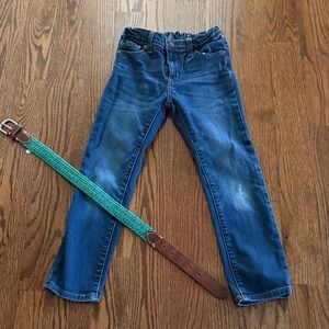 J.Crew slim size 7 jeans boys denim with size S stretchy belt.